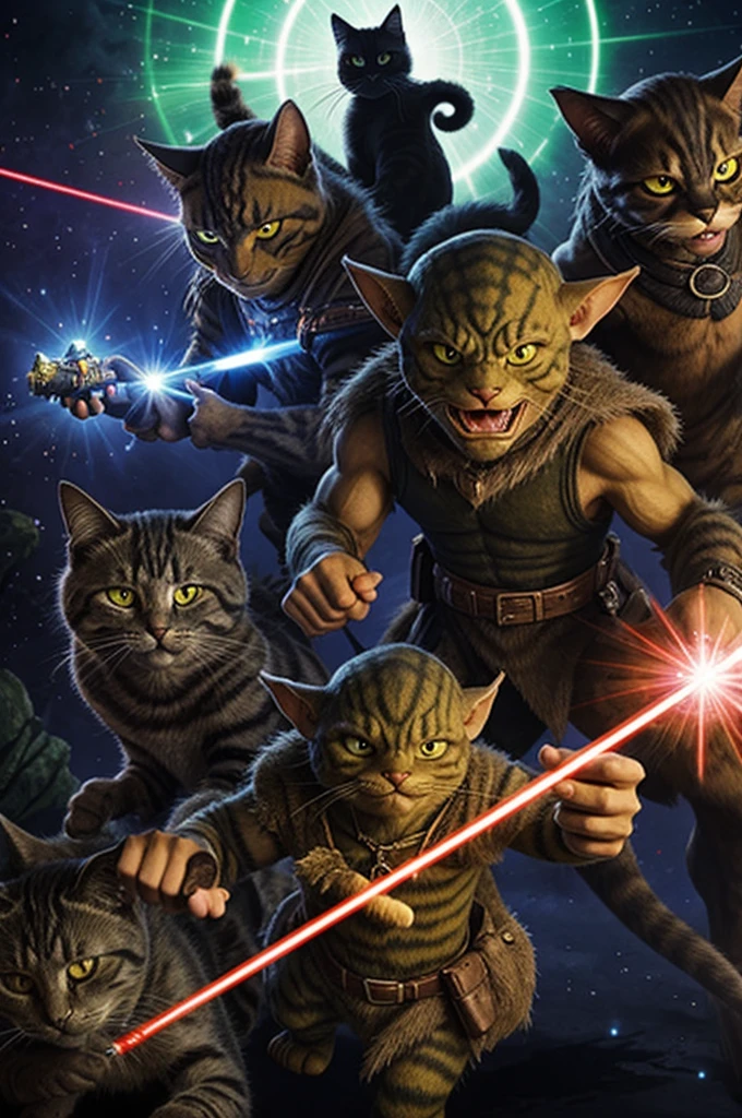 Goblins and cats in a laser war
