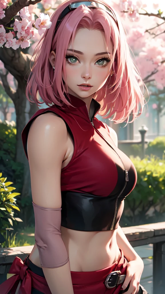 sexy outfit,(best quality)), ((Masterpiece)), (Detailed), Perfect Face((best quality)), ((Masterpiece)), (Detailed), Perfect Face(best quality)), ( (Masterpiece)), ( Detailed), Perfect Face (best quality), ((Masterpiece)), (Detailed), Perfect Face, stunningly realistic, photorealistic, photorealism, 1 sakura Haruno

