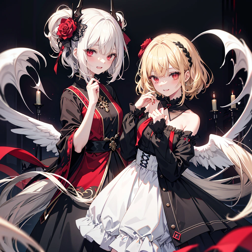 masterpiece, Highest quality, High resolution,(Highest quality,4K,High resolution,masterpiece:1.2),Very detailed,Realistic:1.37,masterpiece, Highest quality, Exquisitely crafted, woman, beautiful, elegant, smile, Blood, iridescent Long Hair, bangs, skirt, shirt, Long sleeve, Frills, shoes, (Red and Black:1.4), flower, spooky, Horror, head蓋Bones, Long Hair, Black Hair, Candles, Blood, hair flower, Dead, hair ornaments, Bone, 人形Horror (theme),spooky altar background,Dark fantasy,Red color scheme,Ominous atmosphere,eyeを引く,Storytelling,Anime Style,Concept Art,beautiful細部までこだわった顔と (((赤いeye ))),A terrifying ritual ,Satanic Ritual,Humanoid,クレイジーなsmile,Scythe Face,Girl Monster, beautiful, Delicate facial features, 鋭いeye, Sharp Fangs, 青White skin, blonde,robot,Cursed Painting, Dark Background, Cinema Lighting, Dramatic Shadows, Gothic style, Gloomy atmosphere, Dark fantasy, One Girl, , Please open your mouth wide, Open your mouth and baring your teeth,Sharp teeth like a beast, Wide lips, very wide mouth, Vermilion cheeks, ,(Bloodしぶき:1.4),Scary smile, smile,Fallen angel design, ねじれたsmile、Bloodまみれの、headからの出Blood,、Bloodしぶき、,(Bloodしぶき:1.4),Crossbones, head蓋Bone,Horror 一人の男の子, Cream colored hair, Blonde, Pearly hair, nice boy, Pure white angel wings, Loose-fitting clothing, Larger clothes, dark red eye, eyeの下のたるみ, dark circles under eye, やみcute, Fluffy hair, Voluminous Hair, skinny, slim, very skinny, Androgynous, cute, spooky, short hair, Horror, Faded colors, White skin, spooky, Unnaturally thin, I'I am hungry, eye, eye in background, sharp eye, Long eyelashes, Under the eyelashes, Loose shorts, レースshirt, Frillsshirt, Tie the ribbon'head, Detailed clothing, A loose cardigan, Open cardigan, 滴るBlood, that'terrible, nightmare, Haunted, stitch, patchwork, string, Injury, hell, Injury on arms, self-harm, cut, Black Fingers, factory, Abandoned, A dismembered ghost,Many heads,Many heads,Lots of faces,Multiple faces,Multiple Girls,Frolicking Girl,複数のwoman,tea ,クレイジーなsmile,look up,Face shot,Scythe Face,Girl Monster, slave,beautiful, Detailed portrait, Delicate facial features, 鋭いeye, Sharp Fangs, 青White skin, Thick chain, Dark Background, Cinema Lighting, Dramatic Shadows, Gothic style, Gloomy atmosphere, Dark fantasy, One Girl, , Please open your mouth wide, Open your mouth and baring your teeth,Sharp teeth like a beast, Wide lips, very wide mouth, Vermilion cheeks, ,(Bloodしぶき:1.6),Scary face, Laughter Witch design, ねじれたsmile、Bloodまみれの、headからの出Blood,,、Bloodしぶき、,(Bloodしぶき:1.6),Crossbones, head蓋Bone, , Horrorスタイル, ((Fantasy Witch Costume)), ((Flowing white hair)), ,(Bloodしぶき:1.6),womanの曲線, Large Breasts, Thick thighs, Sexy flat stomach, Perfect hands, Perfect anime face, ((dark lolita dress)), Are standing, ((邪悪なsmile)), ,(Bloodしぶき:1.6),Victorian cities, gaslight, Steam circulates, Moonlight Illumination, night lighting, A sky filled with stars and galaxies,disaster々new devil horns,,(Bloodしぶき:1.6),アニメゾンビWitch design, ねじれたsmile、Bloodまみれの、headからの出Blood,,、Bloodしぶき、,(Bloodしぶき:1.6),Crossbones, head蓋Bone,,Photo Background,Wide Shot,Scythe Face,Girl Monster, slave,beautiful, Detailed portrait, Delicate facial features, 鋭いeye, Sharp Fangs, 青White skin, Thick chain, Dark Background, Cinema Lighting, Dramatic Shadows, Gothic style, Gloomy atmosphere, Dark fantasy, One Girl, , Please open your mouth wide, Open your mouth and baring your teeth,Sharp teeth like a beast, Wide lips, very wide mouth, Vermilion cheeks, ,(Bloodしぶき:1.6),Scary face, Laughter Witch design, ねじれたsmile、Bloodまみれの、headか
