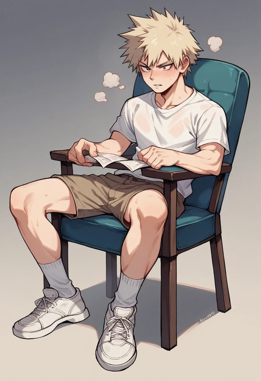 Anime Boy Deku & Bakugo smelly feet in sweaty white socks sitting on chair 