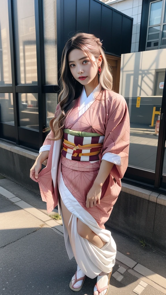 Cute Japanese woman, (16 years old), (Very cute face: 1.3), White and moisturized skin,
BREAK,
Fighter, Kung Fu fighter, Idol,
BREAK,
(Wearing cute kimono: 1.3), (Very revealing kimono), Very large earrings, Short length,
BREAK,
(Long hair), (Gray hair), (Wavy hair), (Gradient pink hair: 1.3), (Red hair at the ends),
BREAK,
(Realistic: 1.3), Masterpiece, Perfect lighting, (Ultra high resolution), (8K), (Very detailed: 1.4), (From the front), Looking at the camera, Melancholy expression, (Full body: 1.3),
BREAK,
(Japanese city streets: 1.2), (Great fire in the background),
BREAK,
(Demon Slayer: 1.4),
BREAK,
(Hellfire: 1.2), Demon,