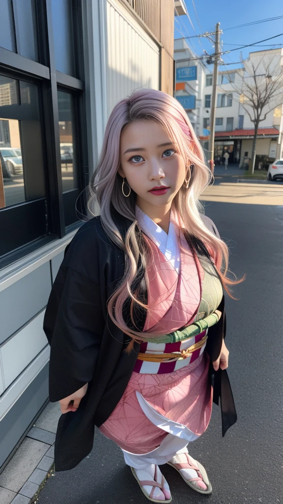 Cute Japanese woman, (16 years old), (Very cute face: 1.3), White and moisturized skin,
BREAK,
Fighter, Kung Fu fighter, Idol,
BREAK,
(Wearing cute kimono: 1.3), (Very revealing kimono), Very large earrings, Short length,
BREAK,
(Long hair), (Gray hair), (Wavy hair), (Gradient pink hair: 1.3), (Red hair at the ends),
BREAK,
(Realistic: 1.3), Masterpiece, Perfect lighting, (Ultra high resolution), (8K), (Very detailed: 1.4), (From the front), Looking at the camera, Melancholy expression, (Full body: 1.3),
BREAK,
(Japanese city streets: 1.2), (Great fire in the background),
BREAK,
(Demon Slayer: 1.4),
BREAK,
(Hellfire: 1.2), Demon,