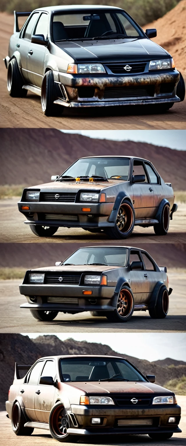 how a nissan sentra could look if we modify his look as a rat-road car, Mad max style?
