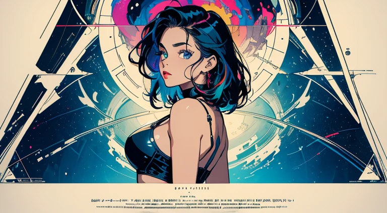 (((masterpiece, Highest quality))),(((alone:1.2))),(((One girl:1.2))),32K Wallpapers, Very detailed, Poster, Vintage Science Fiction,(((((geometric cinematic movie Poster))))), (Bauhaus), shape,(((Abstract))),(Midcentury Modern),movie Poster,(((((portfolio))))),(((((close))))),(((((breast enhancement))))),((((More Angles)))),(((highlight))),Vast landscape,((((Heterochromia iridis)))),(((completion. Detailed face))),(((Very talented))),(((The most complex machine))),Colorful color scheme