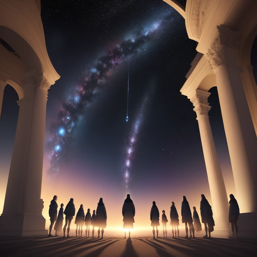 Certamente, Here is a description for the book cover:
**Description of the cover**:
A capa do livro "Os Portadores dos Universos: The Cosmic Saga of the Ten" it's an intriguing work of art that evokes mystery and cosmic wonder. Em um fundo noturno profundo, A stunning view of the universe unfolds. The starry sky is dotted with bright constellations and mesmerizing spiral galaxies, creating a sense of infinity and wonder.
No centro da capa, There is a group of silhouettes of the 10 young protagonists, each with their own posture and expression, representing your journey into the unknown. Their silhouettes are surrounded by soft halo of cosmic light that highlight their links with the 10 cosmic beings.
Em destaque no topo da capa, The title of the book "Os Portadores dos Universos" it's sleek and stylized, com letras que parecem feitas de estrelas, enquanto abaixo dele, "The Cosmic Saga of the Ten" It is written in a cosmic style that blends seamlessly with celestial art.
The combination of cosmic elements and silhouettes of the protagonists creates an intriguing cover that invites readers to embark on an epic journey through the universe. This cover is a work of art that captures the essence of the adventure and mystery that awaits within the pages of the book.