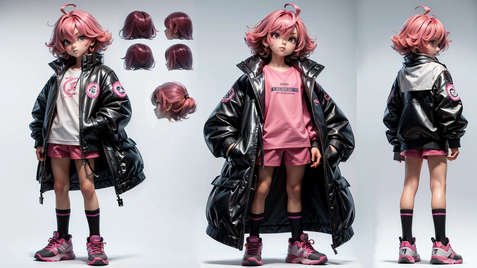 cute face boy, cute face, short height boy, wearing casual futuristic Magenta color pent, Magenta full body dress, full standing pose, Mohawk hairs, Mohawk hair style, sports shoes, Character Sheet, 12 yo student, Full body, Simple white background, front straight pose character reference sheet, Concept art, design sheet