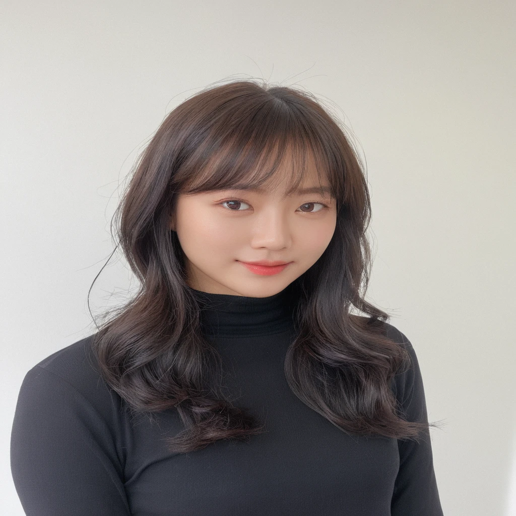 Best Quality, 8k, Masterpiece, (Portrait: 1.3), (photo realistic:1.4), (hyper realistic:1.4), Sharp Focus, looking at viewer, (smoother lighting:1.1), (increase cinematic lighting quality:0.9), realistic lighting, backlighting, light on face, ray trace, (brightening light:1.2), (Increase quality:1.4), sharp detail, (best quality real texture skin:1.4), finely detailed eyes, black_eyes, finely detailed face, 25 year old Korean woman, (white formal_shirt:1.4), (Create an image maintaining the original base model hairstyle:1.5)
