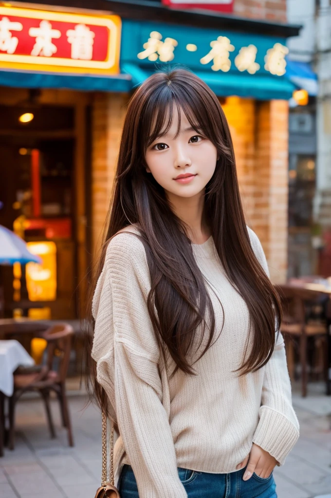 Long Hair woman The background is a family restaurant