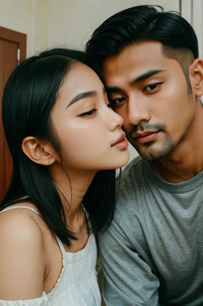 Gorgeous Korean girl Kissing Indian guy
