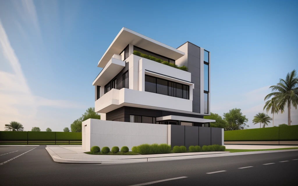 Raw photo modern exterior villa, best quality, ultra masterpiece, photography, Vray render 8k, high resolution, 8K UHD, DSLR, grain film, Fujifilm XT3