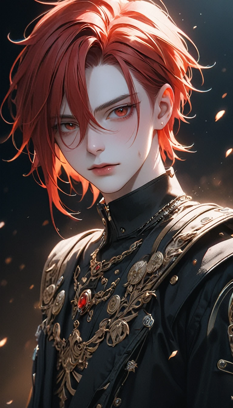 best quality, masterpiece, solo, 1girl, red hair, shirt, red eyes, black beckground, full facesMeticulous, analog style, focus on the eyes, highest quality, (highly detailed skin), photo of very handsome pale skin Dutch punk boy, 21 years old, (warrior), perfect face, pore skin, (penetration:0.5), black background, (bokeh:0.6), sharp focus, grainy lighting, (backlight:0.7), film grain, photographed with Sony A7R IV camera, 18mm F/1.7 cine lens, (highly detailed, intricate detail), 8k, HDR, front view, (full body: 0.9)
