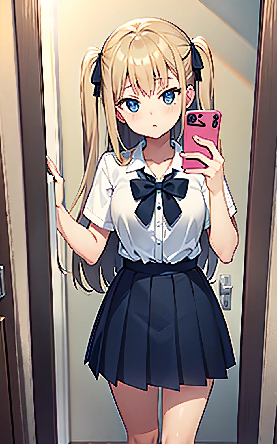 mirror selfie,high school girl