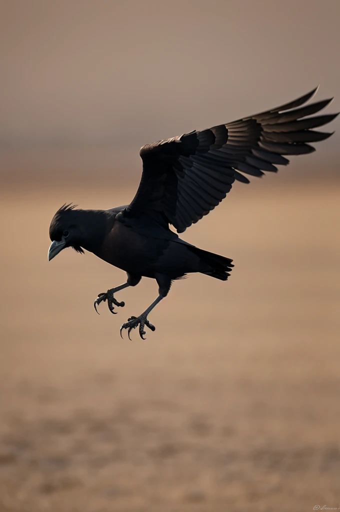 Furious flapping crow