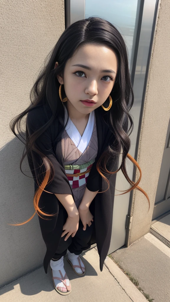 Cute Japanese female, (16 years old), (Very cute face: 1.3), White and moisturized skin,
BREAK,
Fighter, Kung Fu fighter, Idol,
BREAK,
(Wearing cute kimono: 1.3), (Very revealing kimono), Very large earrings, Short length,
BREAK,
(Long hair), (Gray hair), (Wavy hair), (Gradient hair: 1.3), (Red hair at the ends),
BREAK,
(Realistic: 1.3), Masterpiece, Perfect lighting, (Ultra high resolution), (8K), (Very detailed: 1.4), (From the front), Looking at the camera, Melancholic expression, (Full body: 1.3),
BREAK,
(Japanese city streets: 1.2),
BREAK,
(Demon Slayer: 1.4),
BREAK,
(Hellfire: 1.2), Demon,