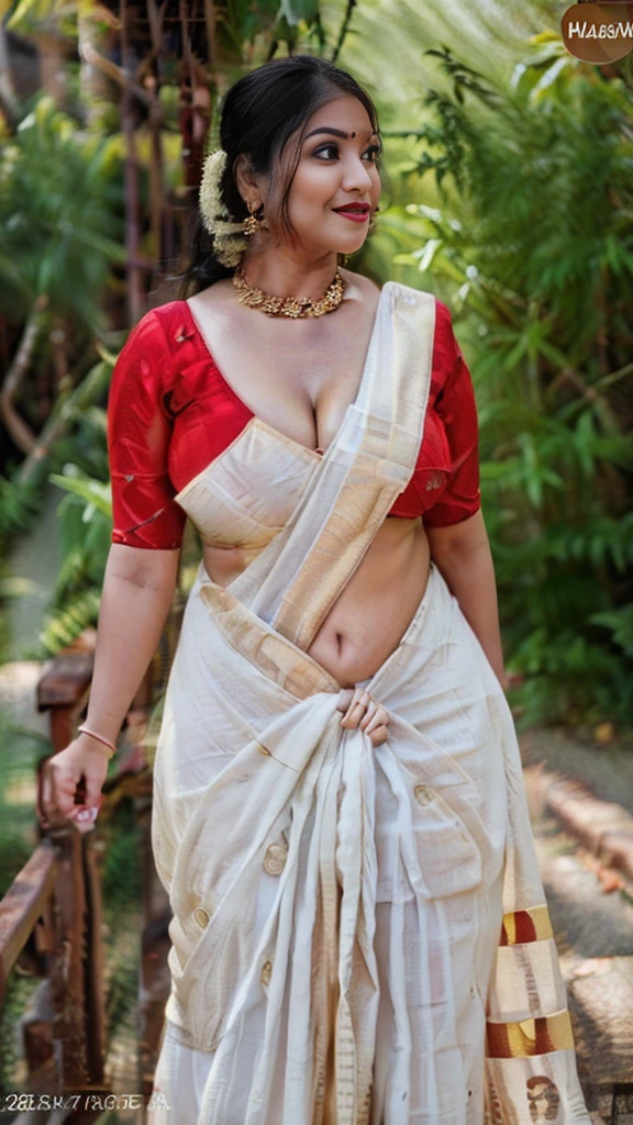 Indian woman masterpiece, best quality, ultra-detailed, (warm hue, warm tone: 1.2), wearing colorful saree big hook blouse, 20 years old, (((1.8))),((Huge breasts ((Plump body 1.8))), (Indian instagram photo, Wearing hook blouse closeup face photo of 23 y.o Chloe in kebaya, Red Lipstick, sensual Lipstick, Sensational Make Up, cleavage, pale mile:0.4), hard shadows, White G-STRING, bright lighting