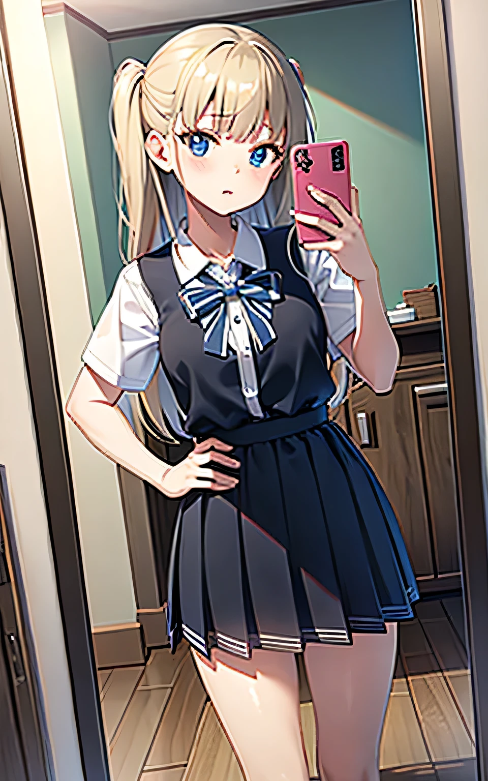 mirror selfie,high school girl