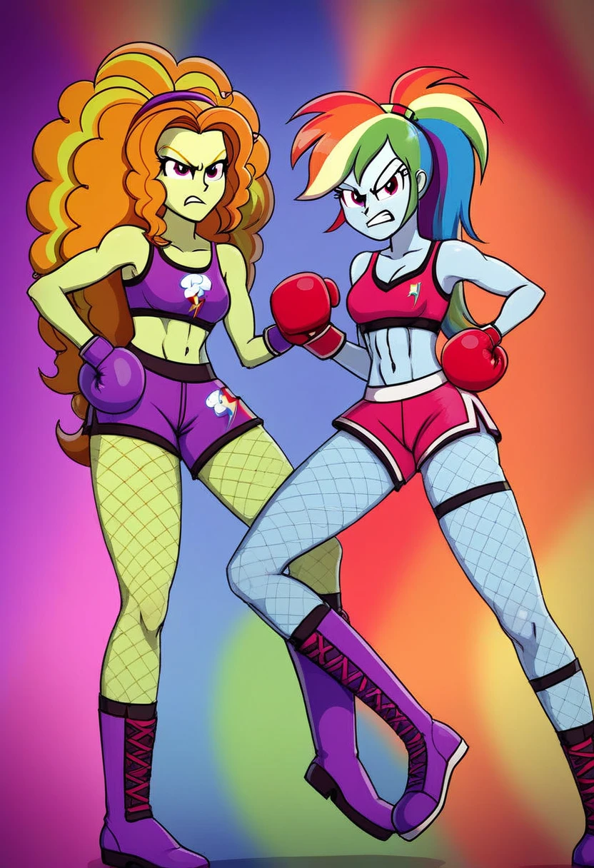 Eqg angry rainbow dash at a school in in fishnet tights boxing adagio