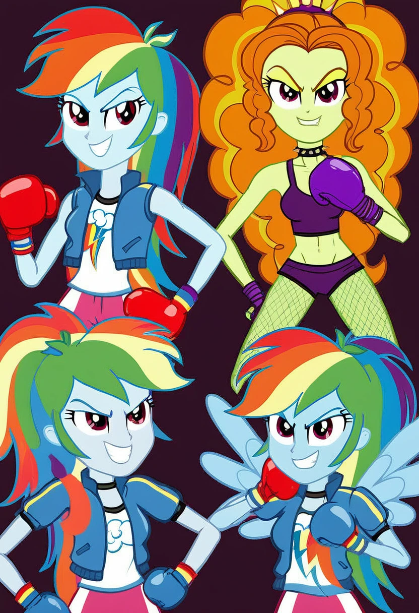 Eqg angry rainbow dash at a school in in fishnet tights boxing adagio