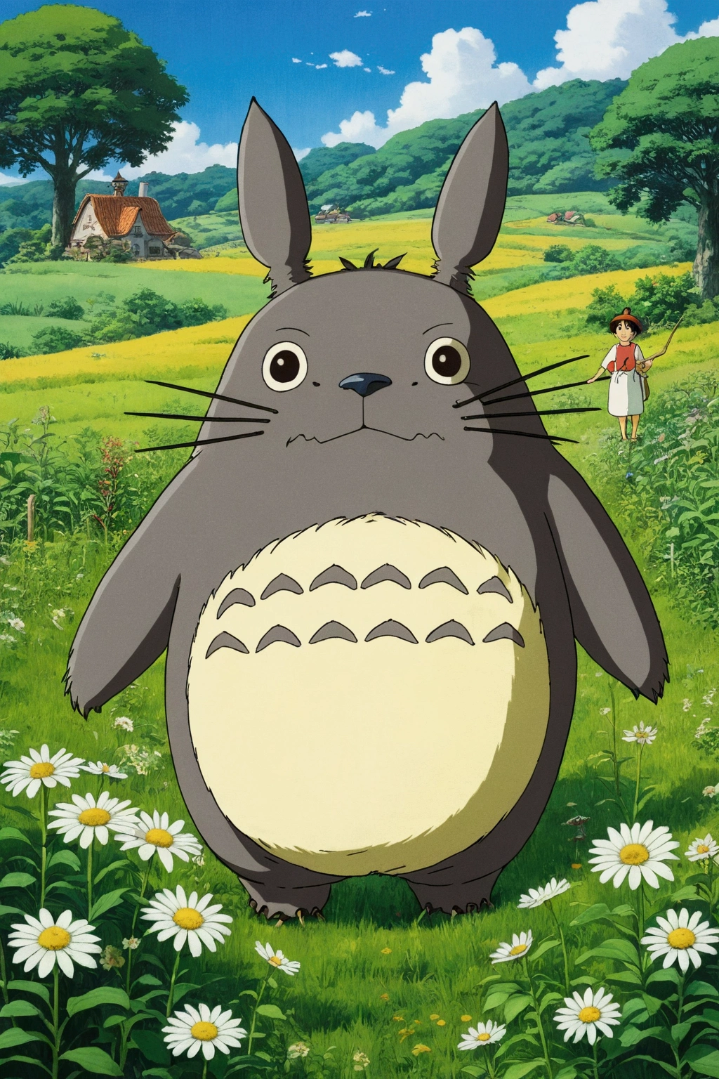 in the farm meadow、Ghibli style、My Neighbor Totoro