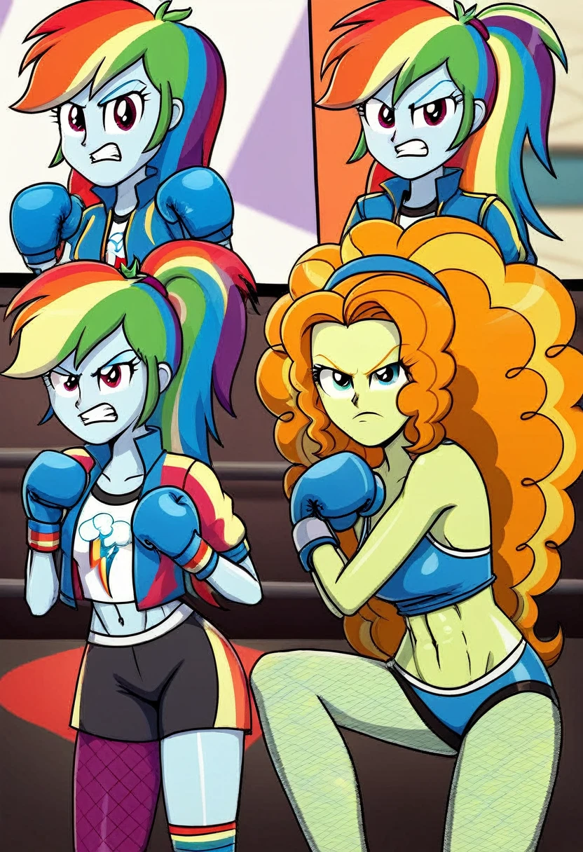 Eqg angry rainbow dash at a school in in fishnet tights boxing adagio