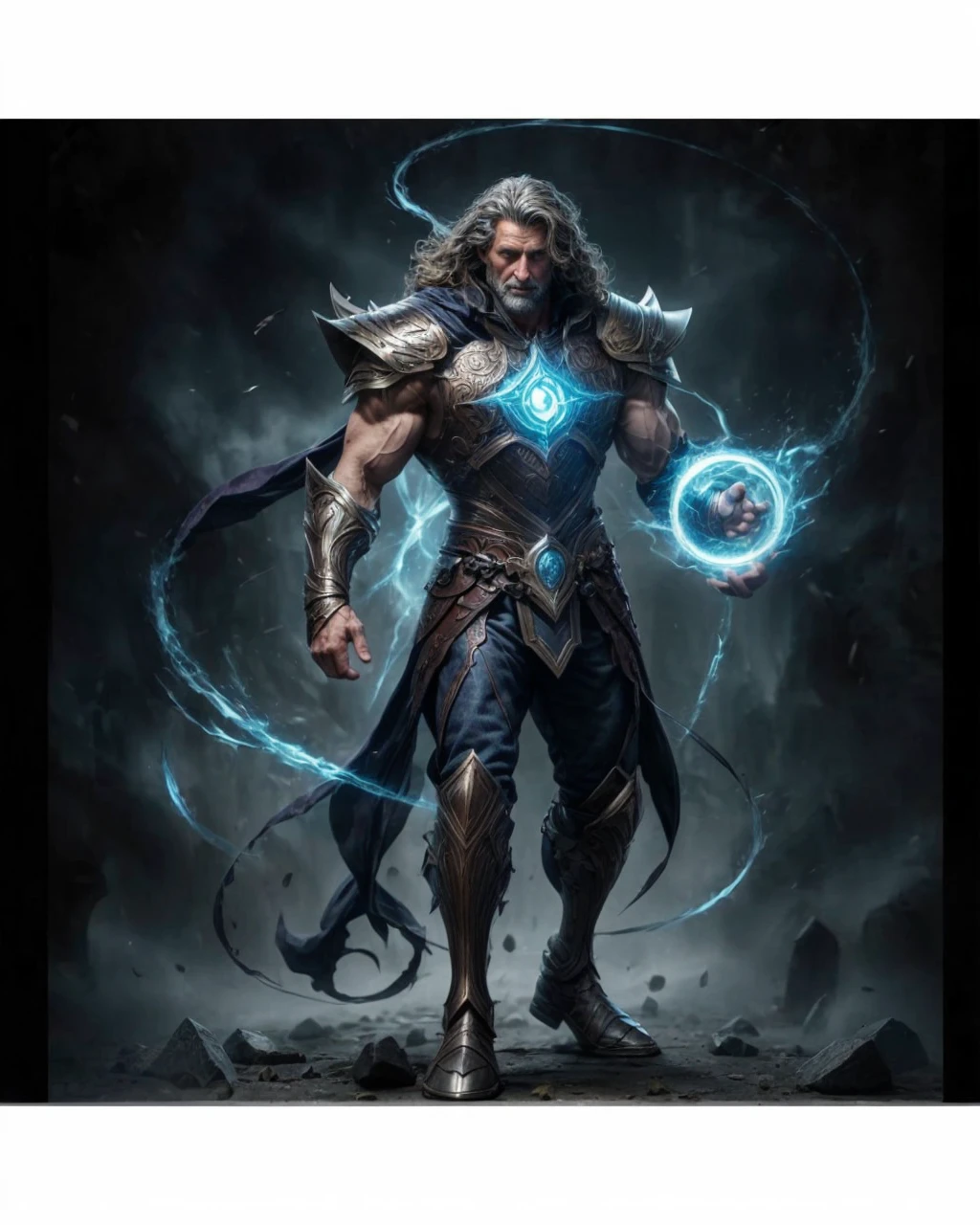 A 51yrs old man physically perfect body muscular body frame full bodyshot 6ft2inch height long brown wavy hair brown hazel eyes a knight of the roundtable 4K REALISTIC IMAGE details fairytale fantasy artwork