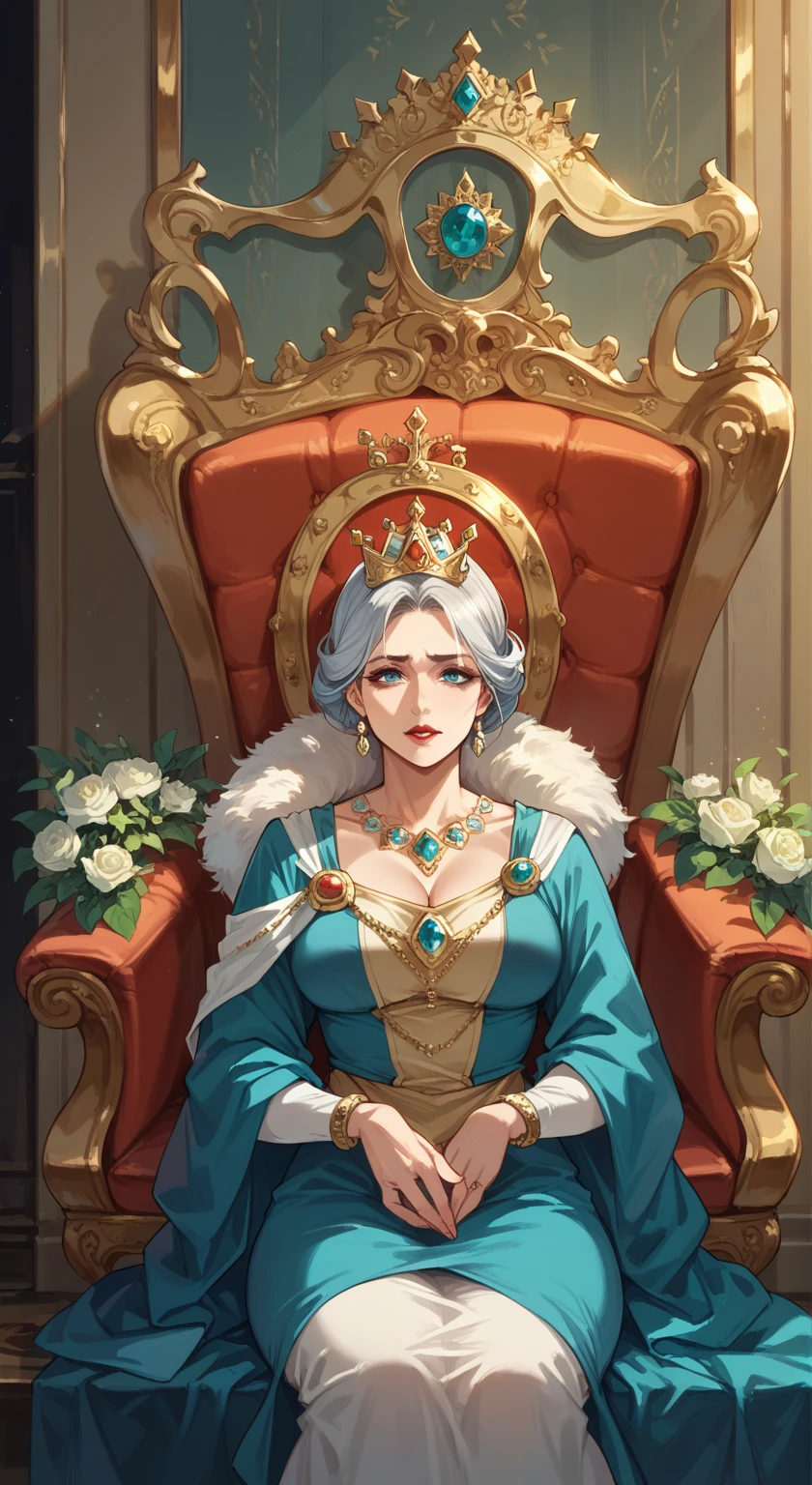 best pictures , Masterpiece ) queen , Mum&#39;s hair is tied up. ,blue eyes ,black hair , meditate , holding a glass