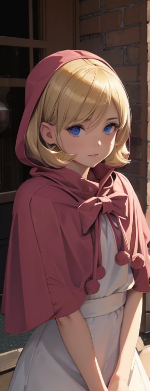 masterpiece), best quality, high resolution blonde 1girl bob cut medium hair standing alone cowl headband profile image looking at viewer beautiful eyes beautiful face extremely detailed pink clothing girly