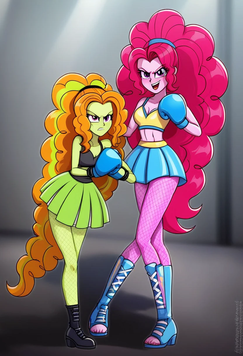 Eqg angry  pinke pie at a school in  in fishnet tights  boxing adagio 