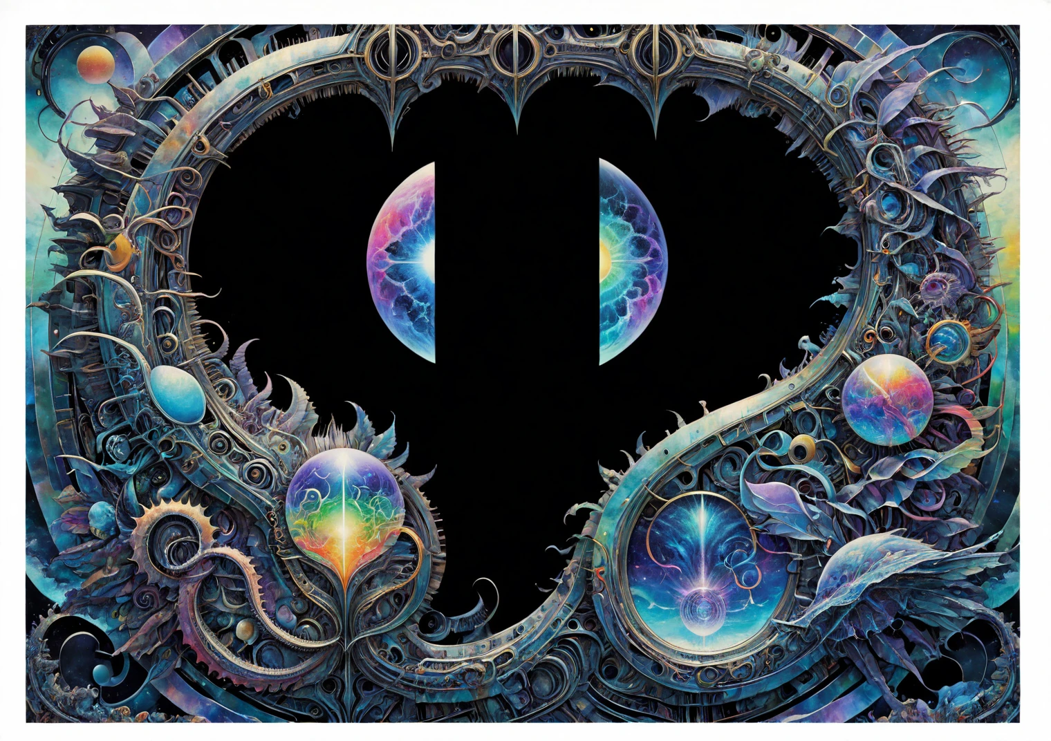 Close-up of a colorful image of the qp symbol in a futuristic style in the form of ((fantastic fresco)) in the (Hans Giger style):1.7, ((adapt image)) under the style (Hans Giger):1.6, (full compliance with the style of Hans Giger):1.7, (Biomechanics):1.7, (fantastic alien biomechanics):1.6