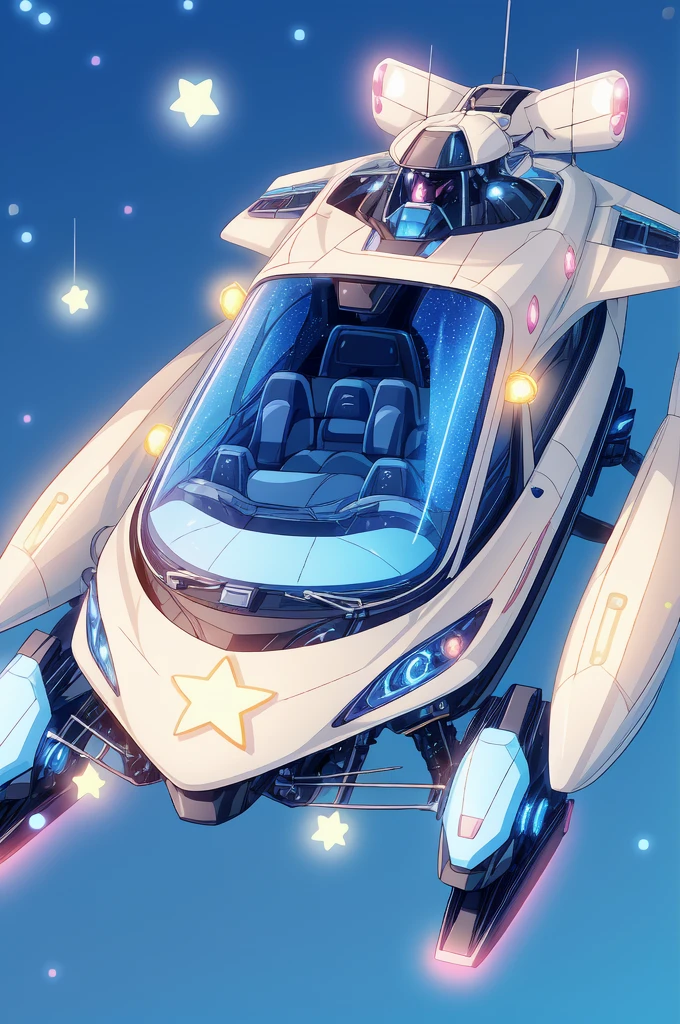kawaii tech,A futuristic star-shaped vehicle、