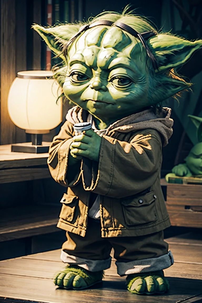 short yoda with a full head of shaggy thick hair