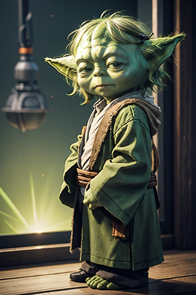 short yoda with a full head of shaggy thick hair