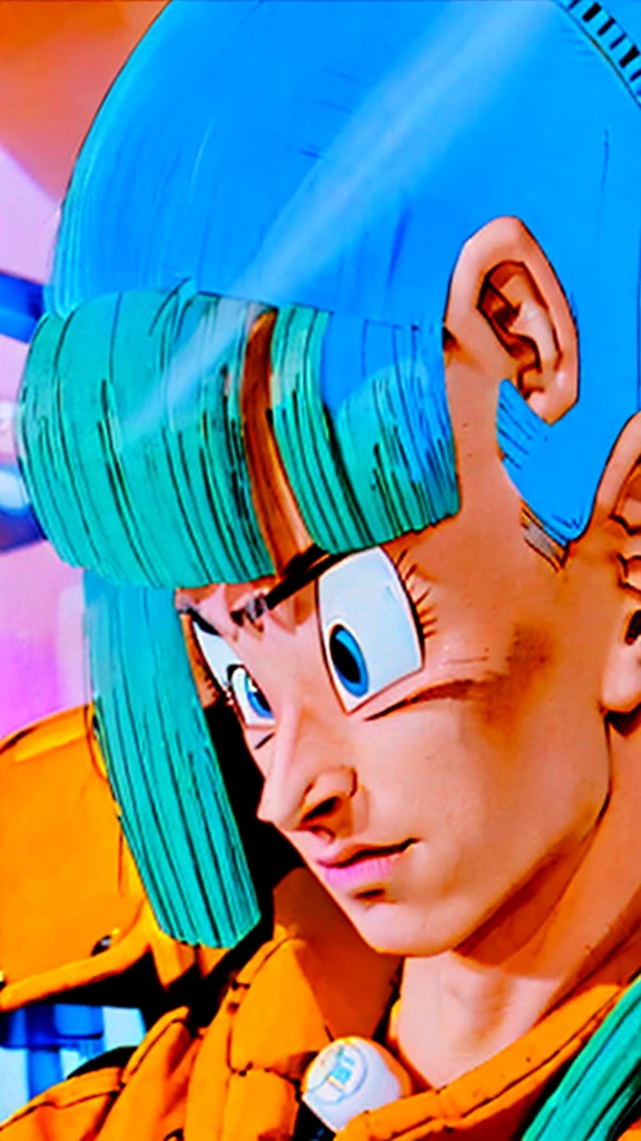 ((((masterpiece, best quality, high resolution)))), Extremely detailed 8K, 1 female, (Bulma from Dragon Ball) wearing a scientist clothes, (Ultra HD, Ultra-detailed, Highly detailed, Highly realistic, Ultra-realistic, photograph realistic), (1girl:1.5), (Realistic pony tail, blue hair), (dynamic poses), facing at camera, looking at viewer, (a serious focus face), (regular blue eyes, sharp eyes), (perky breasts:1.2), (beautiful detailed face, beautiful detailed eyes), (working on a mechanical invention), glow, (sunbeam, sunlight), ((cowboy shot)), laboratory background, seductive, EnvyBetterHands LoCon,