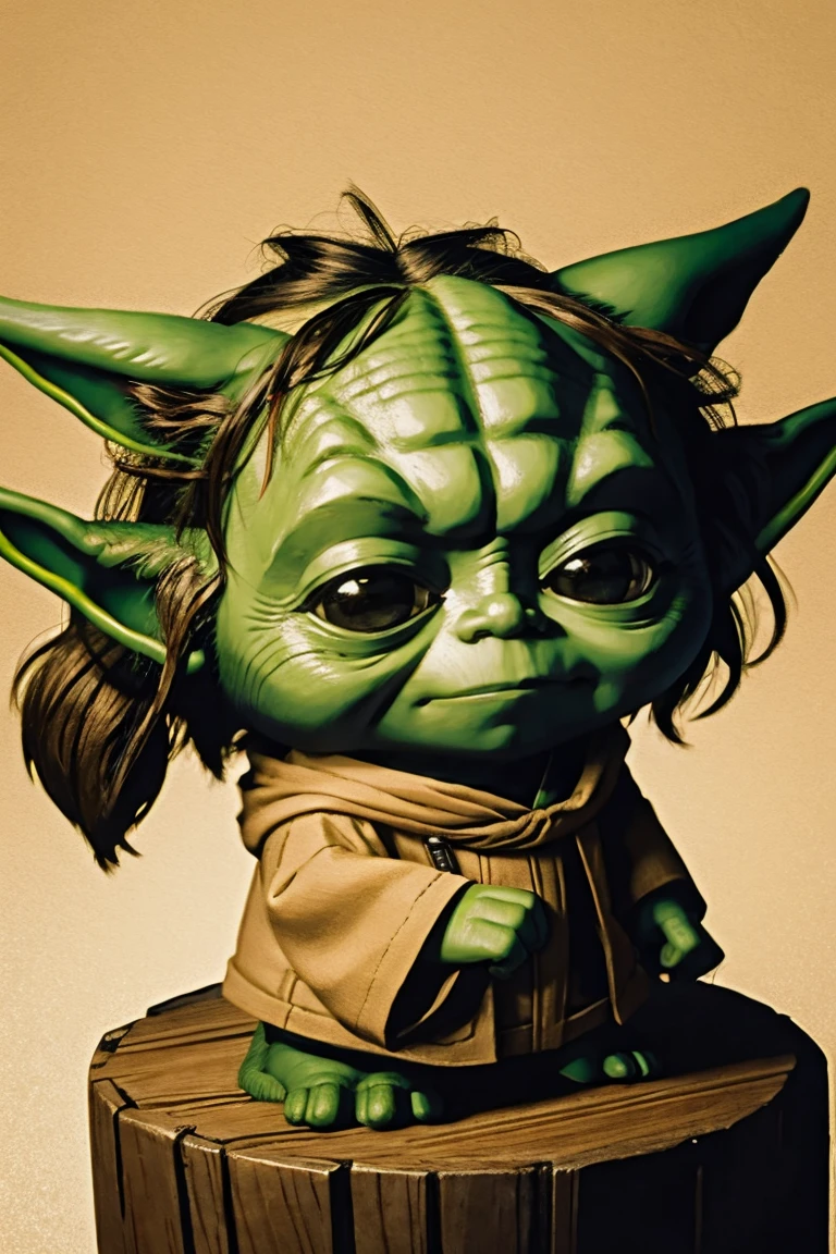 short yoda with a full head of shaggy thick hair