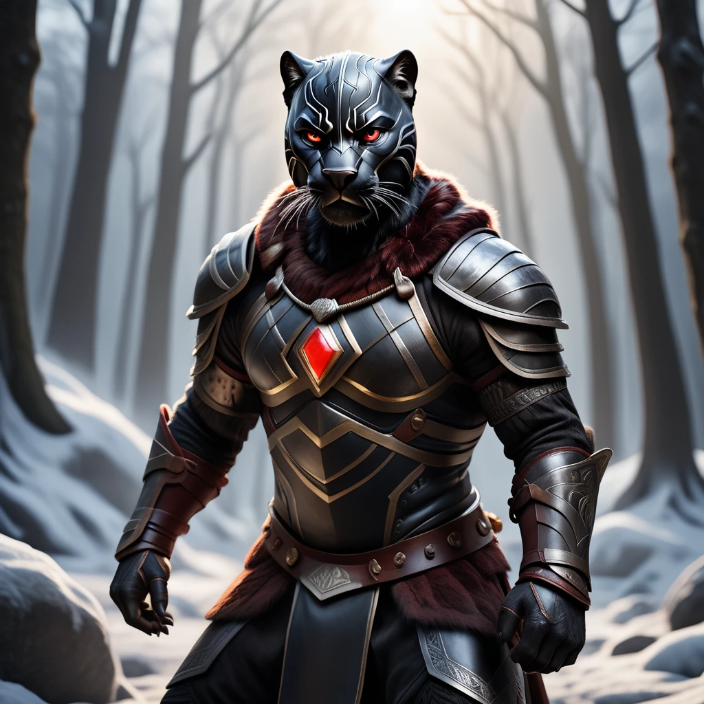 ((Angry anthropomorphic black panther female wearing epic Viking armor with runes and helmet )), (Red glowing eyes) ,RAW Photos, (The spectacular icy landscape of Jotunheim),(Fighting Frost Giants) masterpiece, Nordic, cigarette, 最high quality, Dynamic Position, ultra detailed, Metal plate, rust, Full Body, Light trail, Dramatic lighting, red, short_hair, PhotoRealistic, HyperRealistic, Hyperdetailed, Analog Style,Soft lighting, Scattered beneath the surface, Realistic, Dark Shadows, masterpiece, 最high quality, ultra Realistic, 8k, Attention to detail, Film Photography, Soft Focus, (Face close-up), high quality photography, 3-point lighting, flash with softbox, 4K, Canon EOS R3, High resolution, Smooth, Sharp focus, High resolution, Award-winning photo, 80mm, f2.8, Bokeh , detailed, Realistic, 8k uhd, high quality