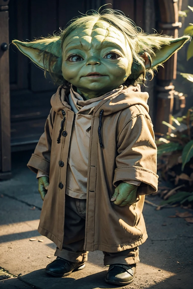 short yoda with a full head of shaggy thick hair
