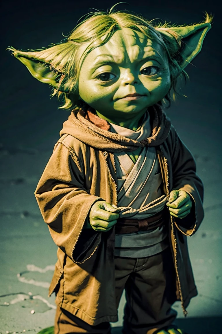 short yoda with a full head of shaggy thick hair