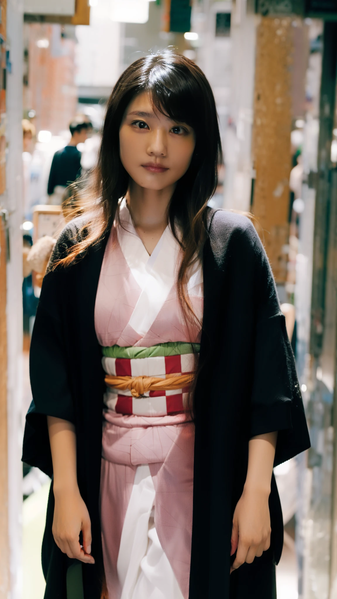 Cute Japanese female, (), (Very cute face: 1.3), White moisturized skin,
BREAK,
Idol,
BREAK,
(Wearing cute kimono: 1.3), (Very revealing kimono), Very large earrings, Short length,
BREAK,
(Fighting pose: 1.3),
BREAK,
(Long hair), (Gray hair), (Wavy hair), (Gradient hair: 1.3), (Red hair at the ends),
BREAK,
(Realistic: 1.3), Masterpiece, Perfect lighting, (Ultra high resolution), (8K), (Very detailed: 1.4), (From the front), Looking at the camera, Melancholy expression, (Full body: 1.3),
BREAK,
(Japanese city streets: 1.2),
BREAK,
(Demon Slayer: 1.4),
BREAK,
(Hellfire: 1.2), Demon,