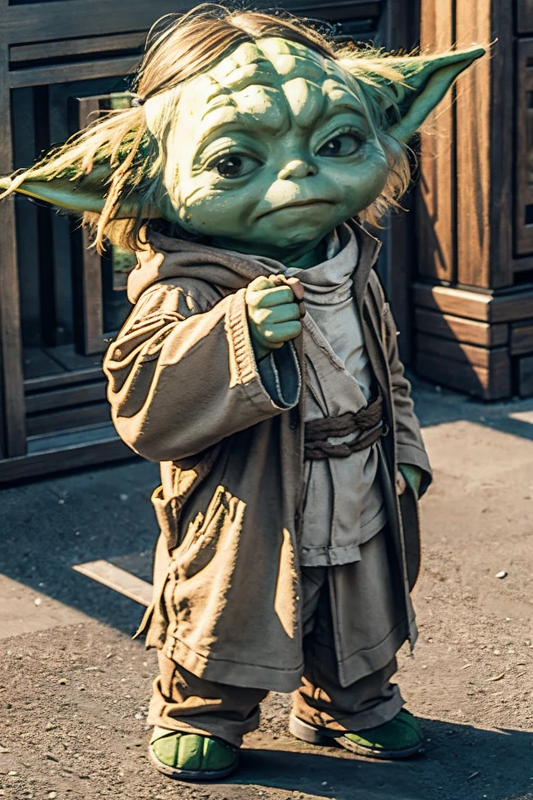 short yoda with a full head of shaggy thick hair