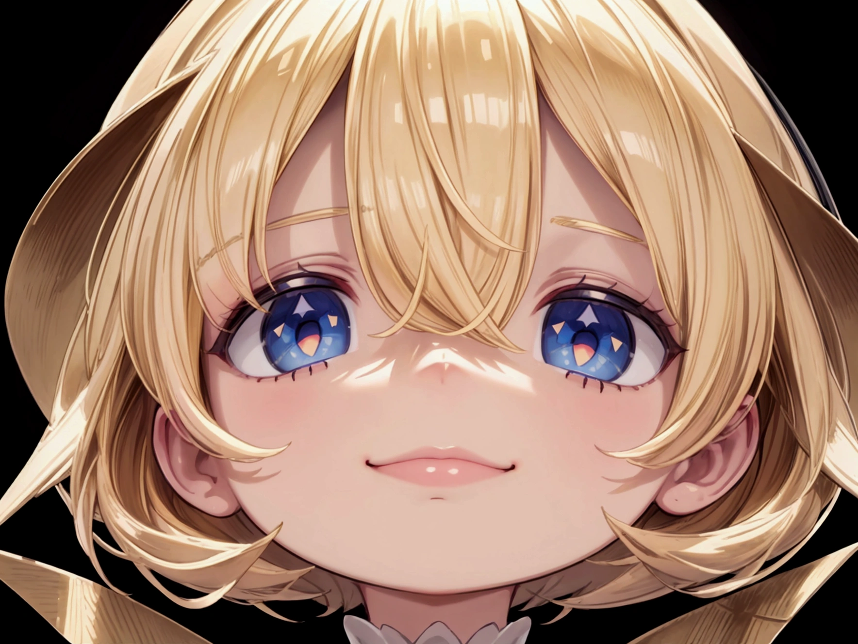 child masterpiece), best quality, high resolution blonde 1child bob cut medium hair standing alone profile image looking at viewer beautiful eyes beautiful face extremely detailed evil smile