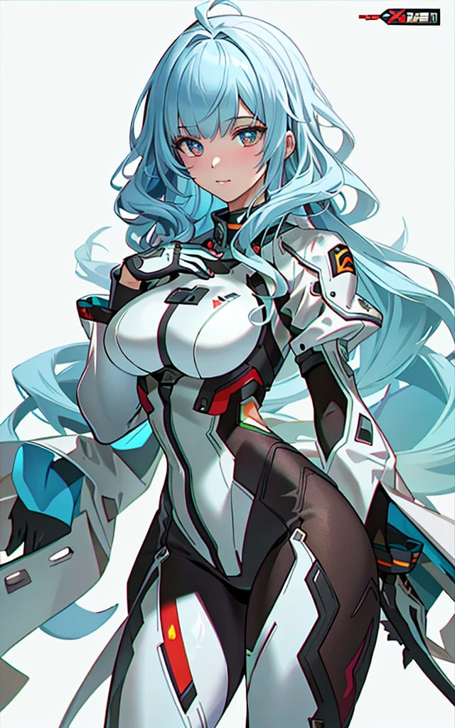 (masterpiece,best quality,ultra-detailed,highres,illustration:1.2),extremely detailed wallpaper,official art, amazing,high detail,ultra-detailed,extremely detailed 8k wallpaper,(character design),(simple background, white background: 1.3),(1girl),(solo),(young girl:1.2),(taimanin suit),sexy,perfect anatomy,beautiful face,perm hairstyle,silver hair colour,big breasts,cowboy shot,standing,looking at viewer