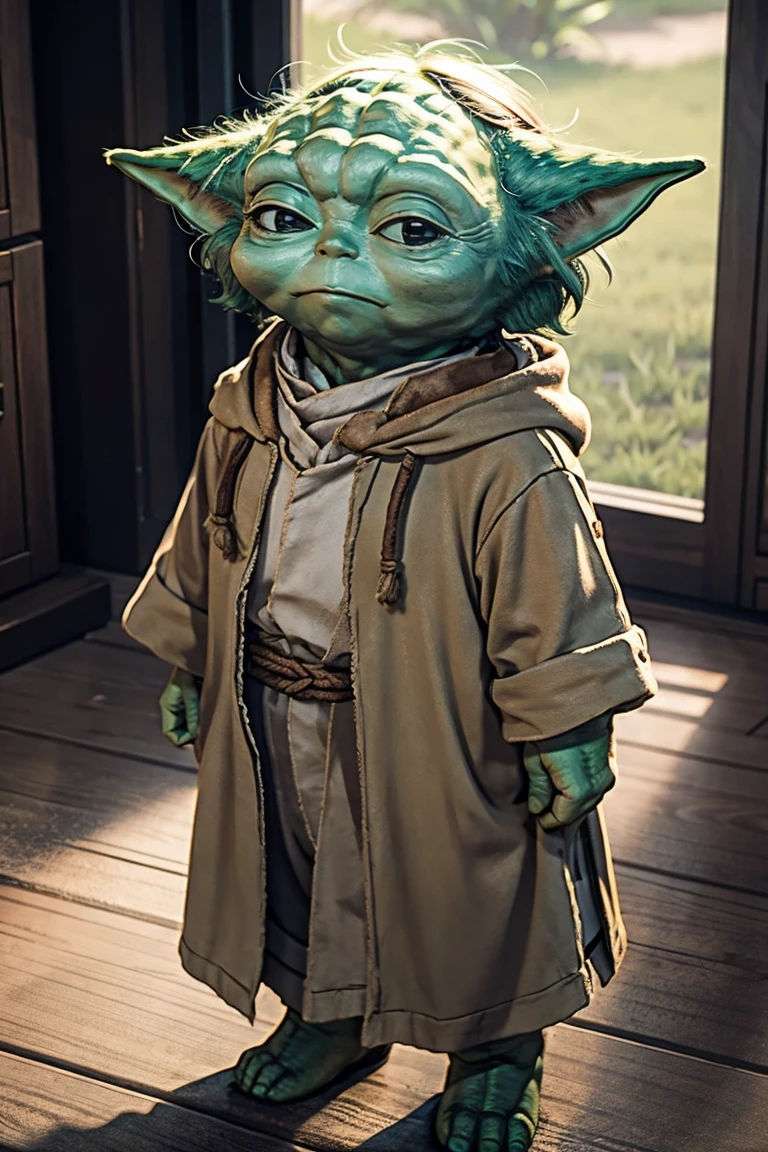 short yoda with a full head of shaggy thick hair