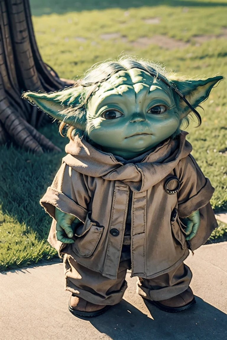 short yoda with a full head of shaggy thick hair