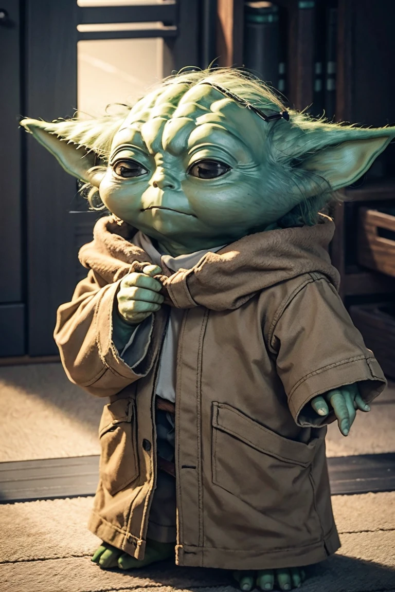 short yoda with a full head of shaggy thick hair