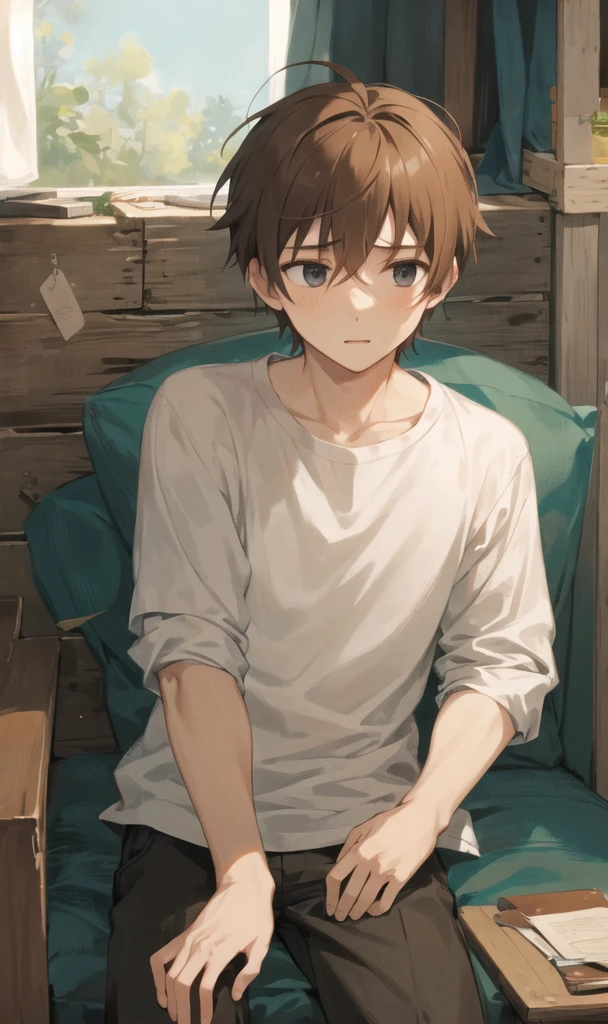 A boy comforting a host