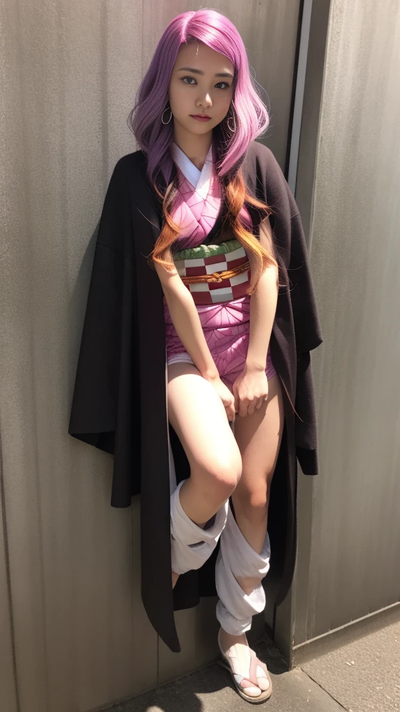 Cute Japanese female, (), (Very cute face: 1.3), White moisturized skin,
BREAK,
Idol,
BREAK,
(Wearing cute kimono: 1.3), (Very revealing kimono), Very large earrings, Short length,
BREAK,
(Fighting pose: 1.3),
BREAK,
(Long hair), (Pink hair), (Wavy hair), (Gradient hair: 1.3), (Red hair at the ends),
BREAK,
(Realistic: 1.3), Masterpiece, Perfect lighting, (Ultra high resolution), (8K), (Very detailed: 1.4), (From the front), Looking at the camera, Melancholy expression, (Full body: 1.3),
BREAK,
(Japanese city streets: 1.2),
BREAK,
(Demon Slayer: 1.4),
BREAK,
(Hellfire: 1.2), Demon,
