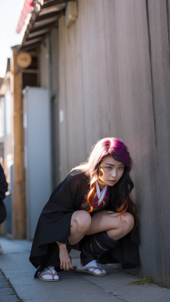 Cute Japanese female, (), (Very cute face: 1.3), White moisturized skin,
BREAK,
Idol,
BREAK,
(Wearing cute kimono: 1.3), (Very revealing kimono), Very large earrings, Short length,
BREAK,
(Fighting pose: 1.3),
BREAK,
(Long hair), (Pink hair), (Wavy hair), (Gradient hair: 1.3), (Red hair at the ends),
BREAK,
(Realistic: 1.3), Masterpiece, Perfect lighting, (Ultra high resolution), (8K), (Very detailed: 1.4), (From the front), Looking at the camera, Melancholy expression, (Full body: 1.3),
BREAK,
(Japanese city streets: 1.2),
BREAK,
(Demon Slayer: 1.4),
BREAK,
(Hellfire: 1.2), Demon,