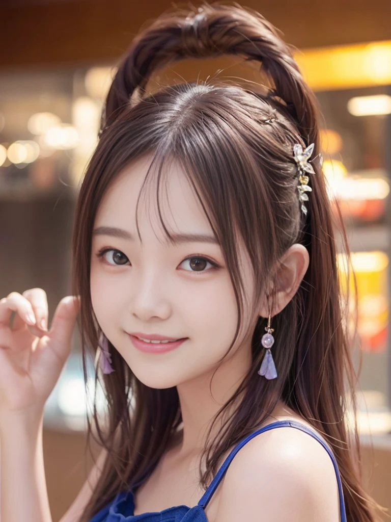 Bob Hair、kind、cute、bright、smile、Anime-style illustrations、Background light purple