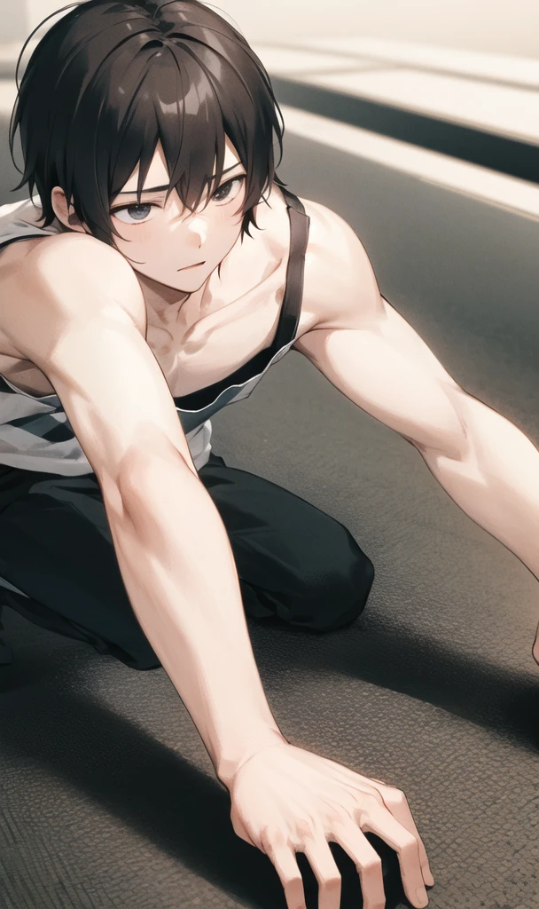 Boy crawling on the floor
