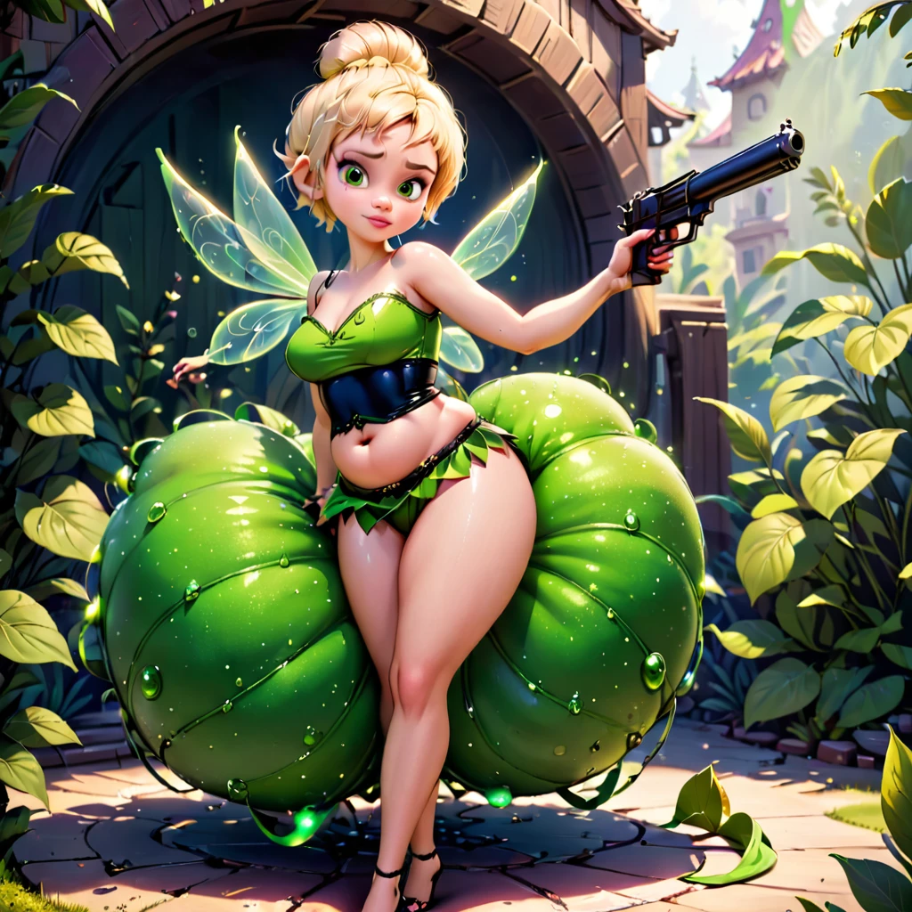 Bad Tinkerbell with big belly and gun